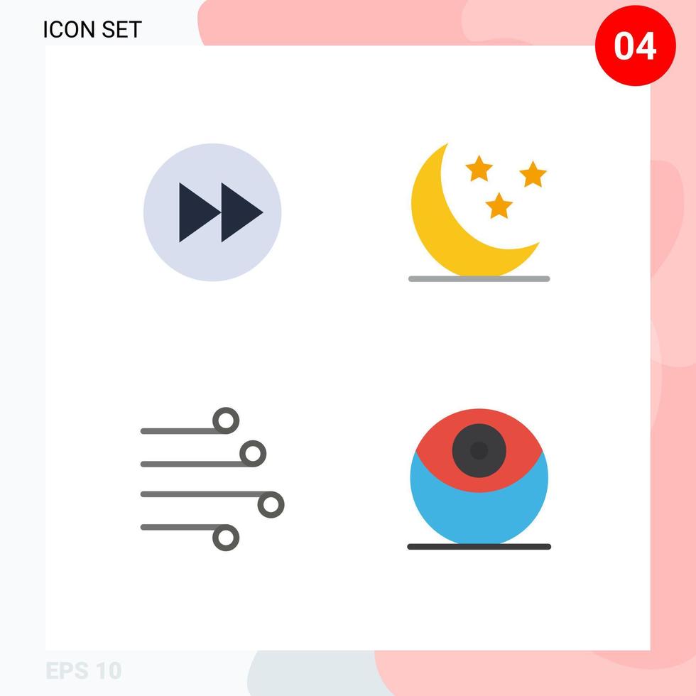 moderno impostato di 4 piatto icone pittogramma di freccia soffio frecce giusto nube tempo metereologico modificabile vettore design elementi