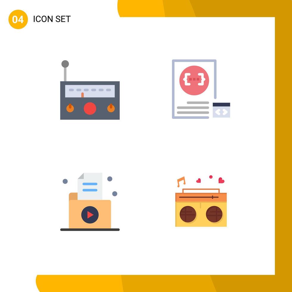 utente interfaccia imballare di 4 di base piatto icone di dispositivo documento Radio sviluppare cartella modificabile vettore design elementi