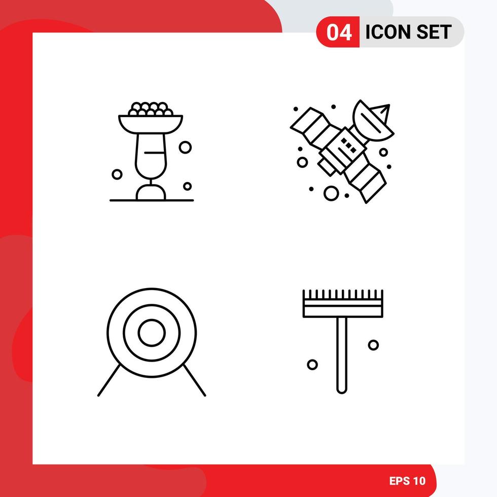 mobile interfaccia linea impostato di 4 pittogrammi di cottura al forno sport bicchieri satellitare giardino modificabile vettore design elementi