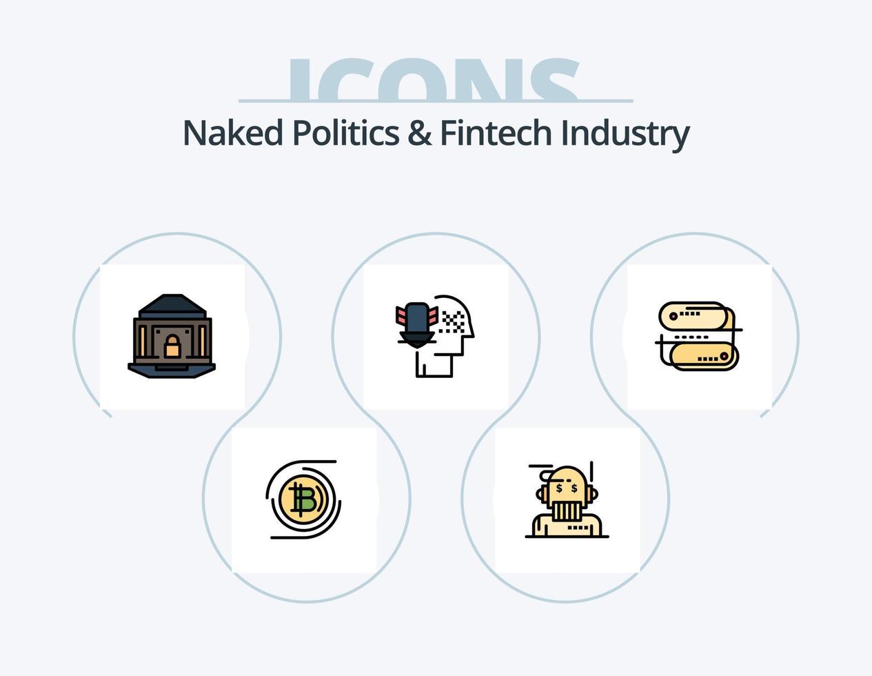 nudo politica e Fintech industria linea pieno icona imballare 5 icona design. pagamento. mobile. Internet. riforma. reddito vettore