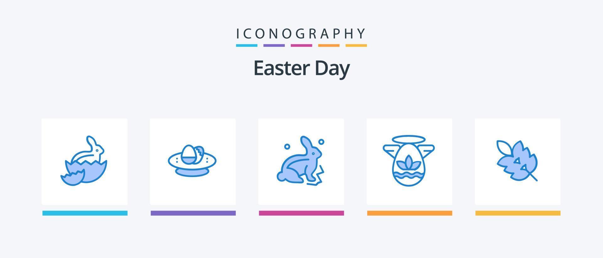 Pasqua blu 5 icona imballare Compreso ecologia. Pasqua. nido. celebrazione. natura. creativo icone design vettore