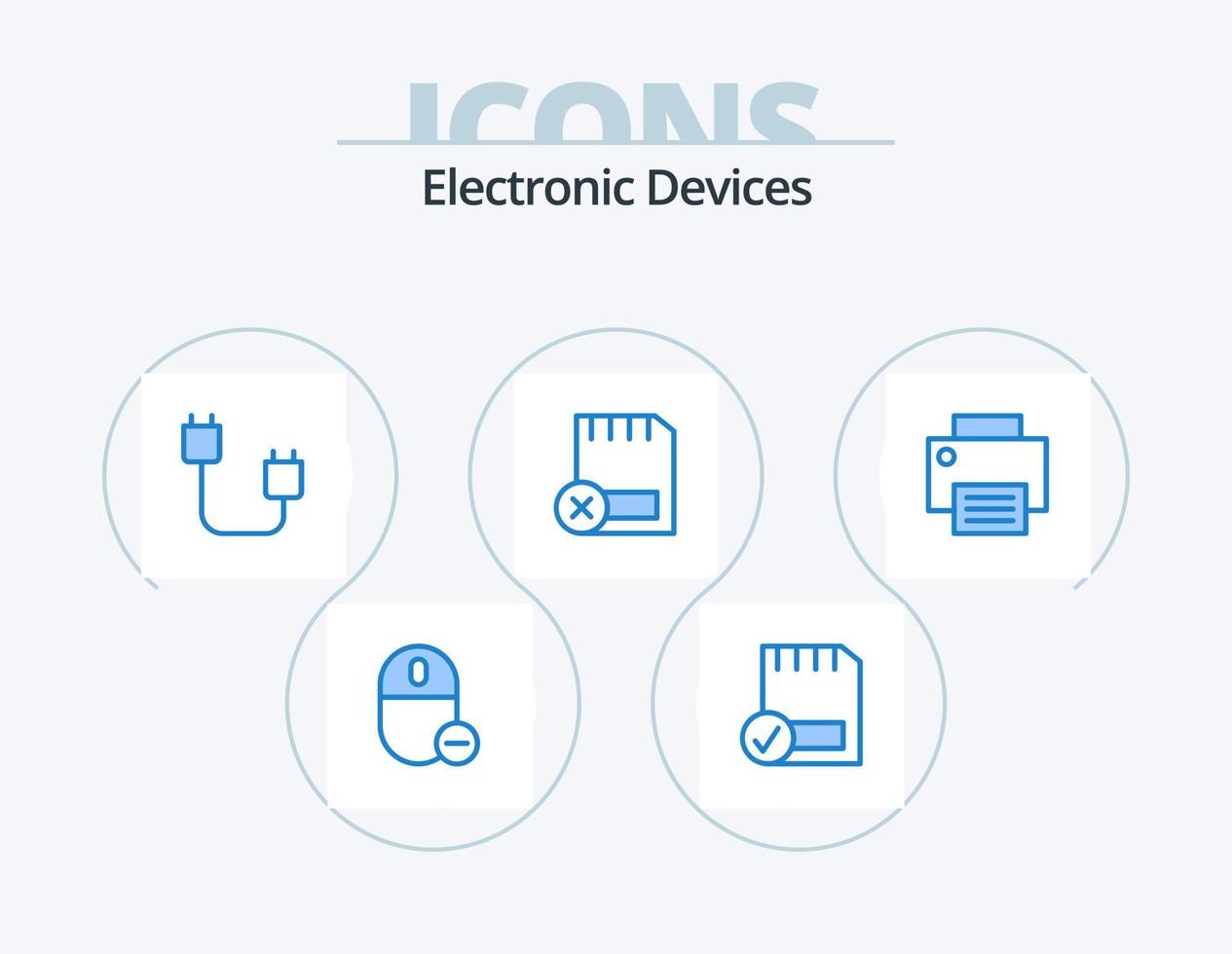 dispositivi blu icona imballare 5 icona design. dispositivi. carta. dispositivi. hardware. dispositivi vettore