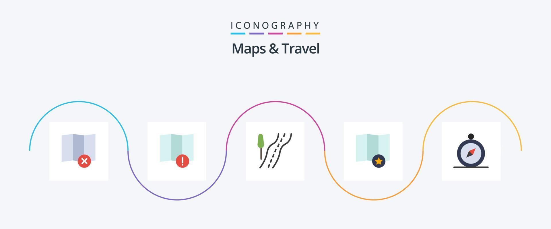 mappe e viaggio piatto 5 icona imballare Compreso . viaggio. navigazione. navigare vettore