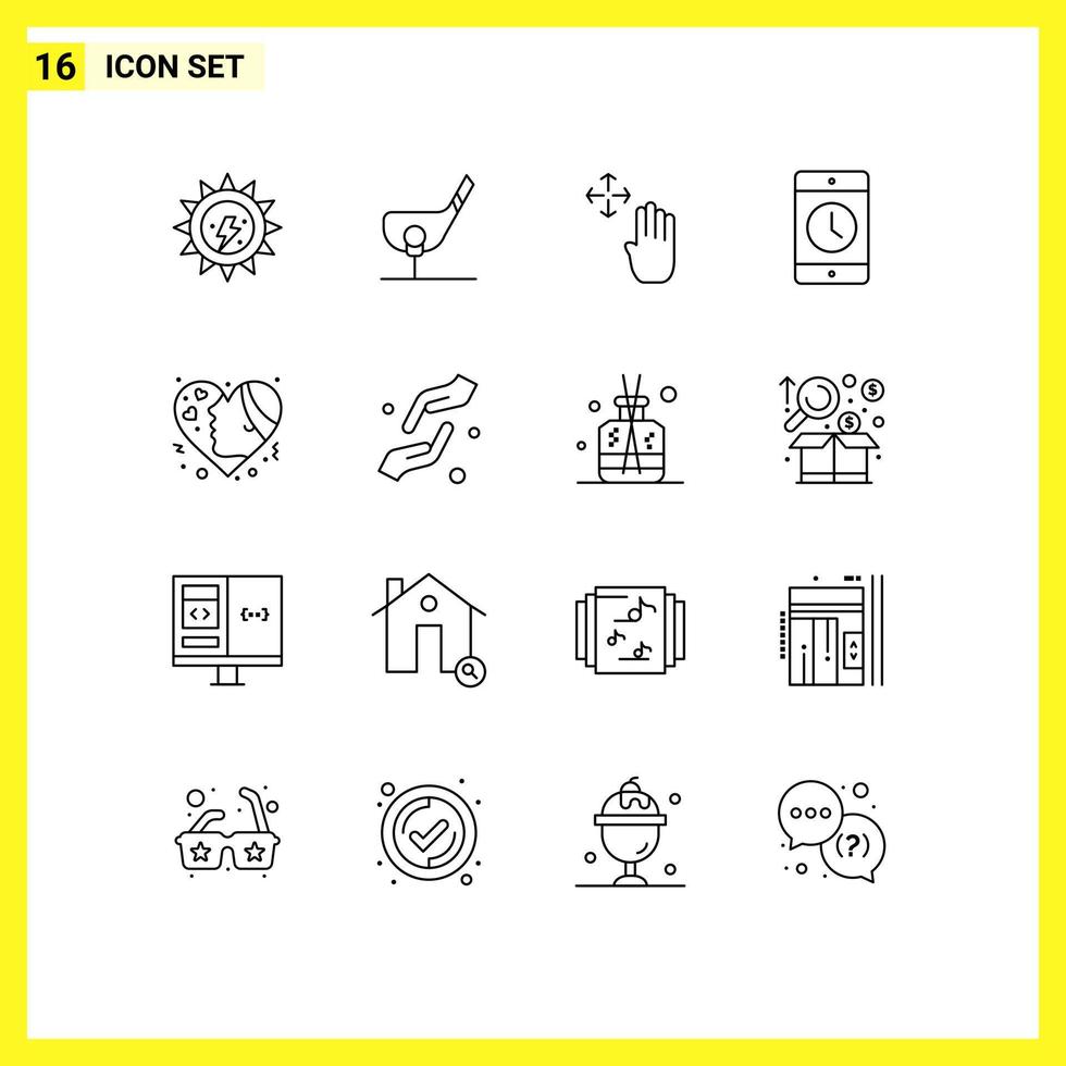 pittogramma impostato di 16 semplice lineamenti di smartphone mobile tiro dispositivi hold modificabile vettore design elementi