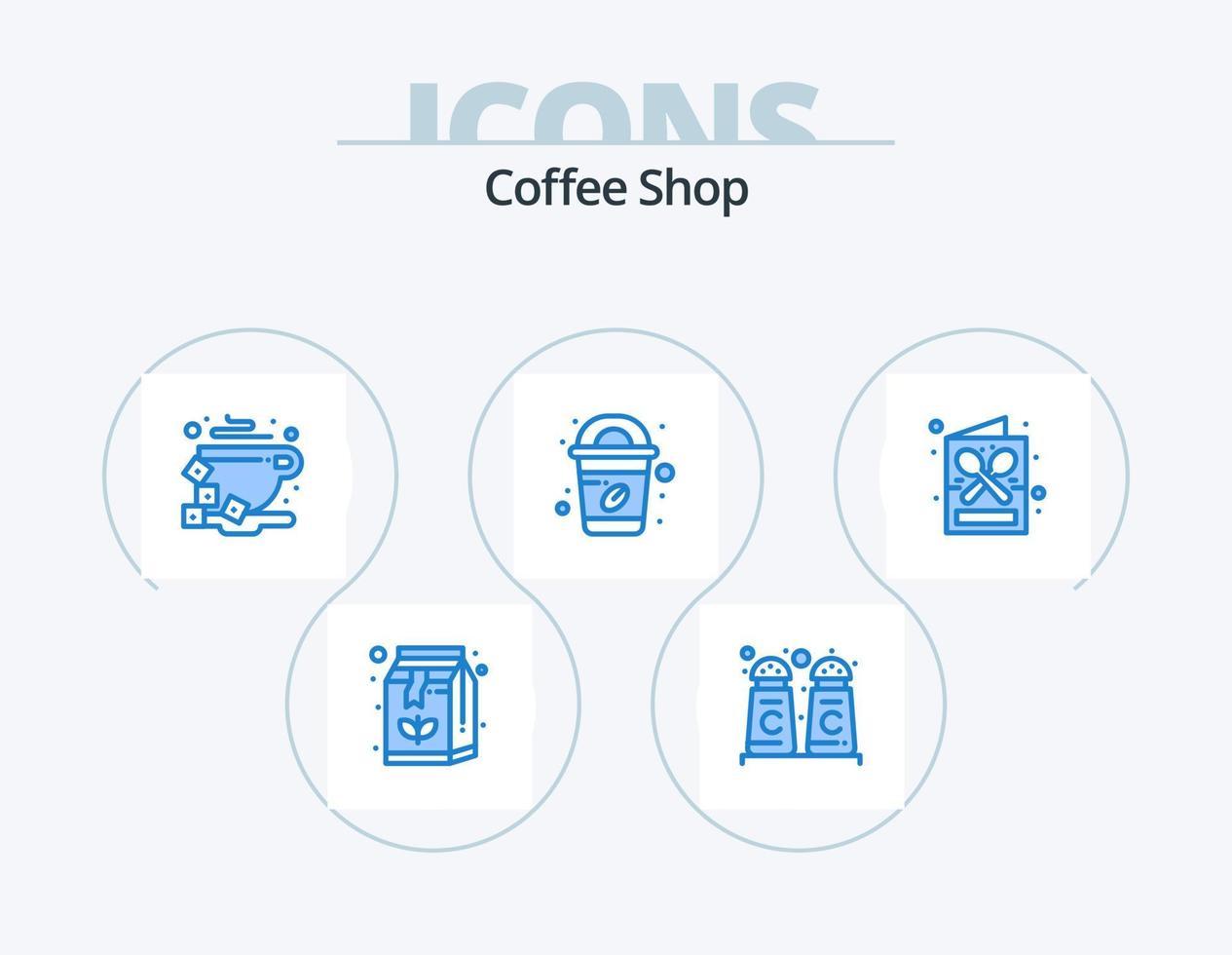 caffè negozio blu icona imballare 5 icona design. menù. caffè negozio. caffè. caffè. tazza vettore