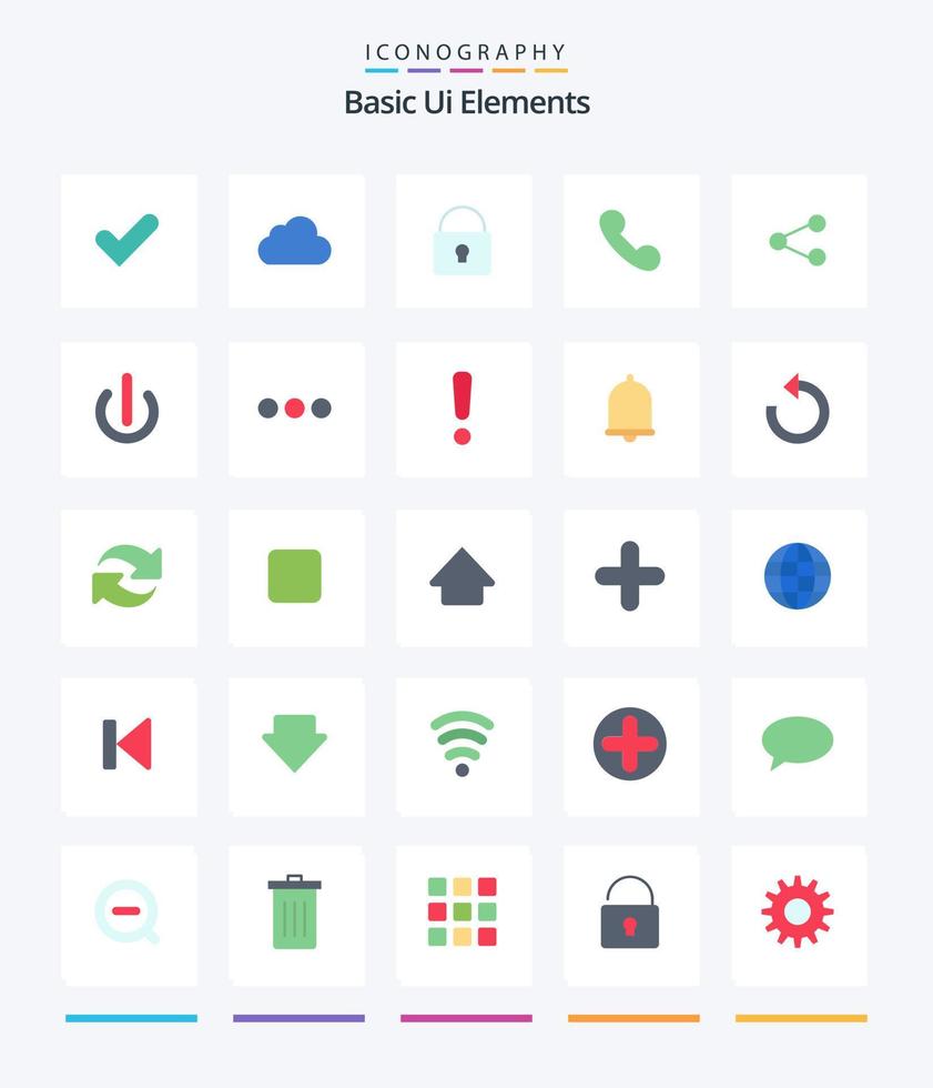 creativo di base ui elementi 25 piatto icona imballare come come Condividere. chiamata. serratura. telefono. Telefono vettore