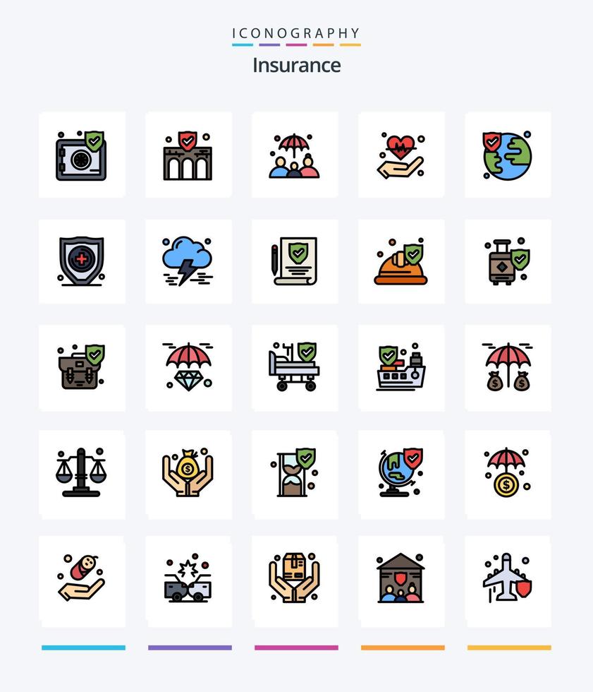 creativo assicurazione 25 linea pieno icona imballare come come assicurazione. cuore. proprietà. assicurazione. mano vettore