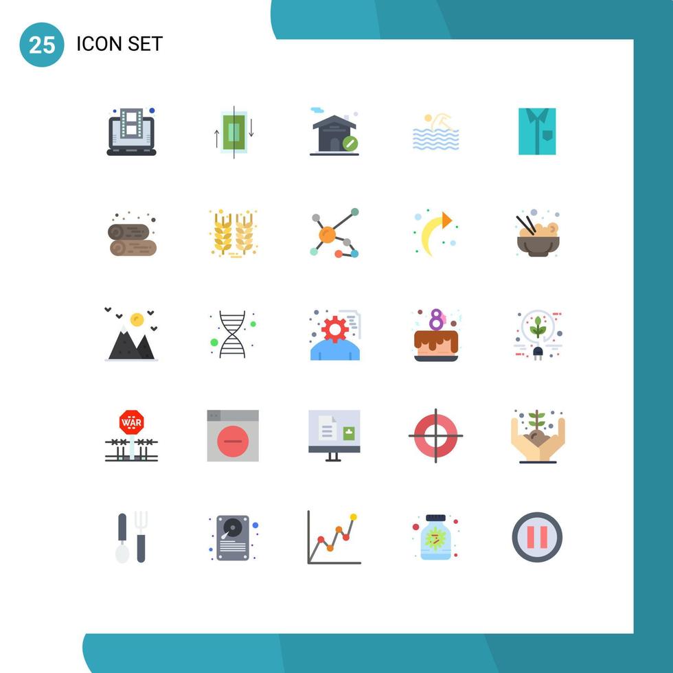 25 piatto colore concetto per siti web mobile e applicazioni camicia nuoto smartphone nuotare attività modificabile vettore design elementi