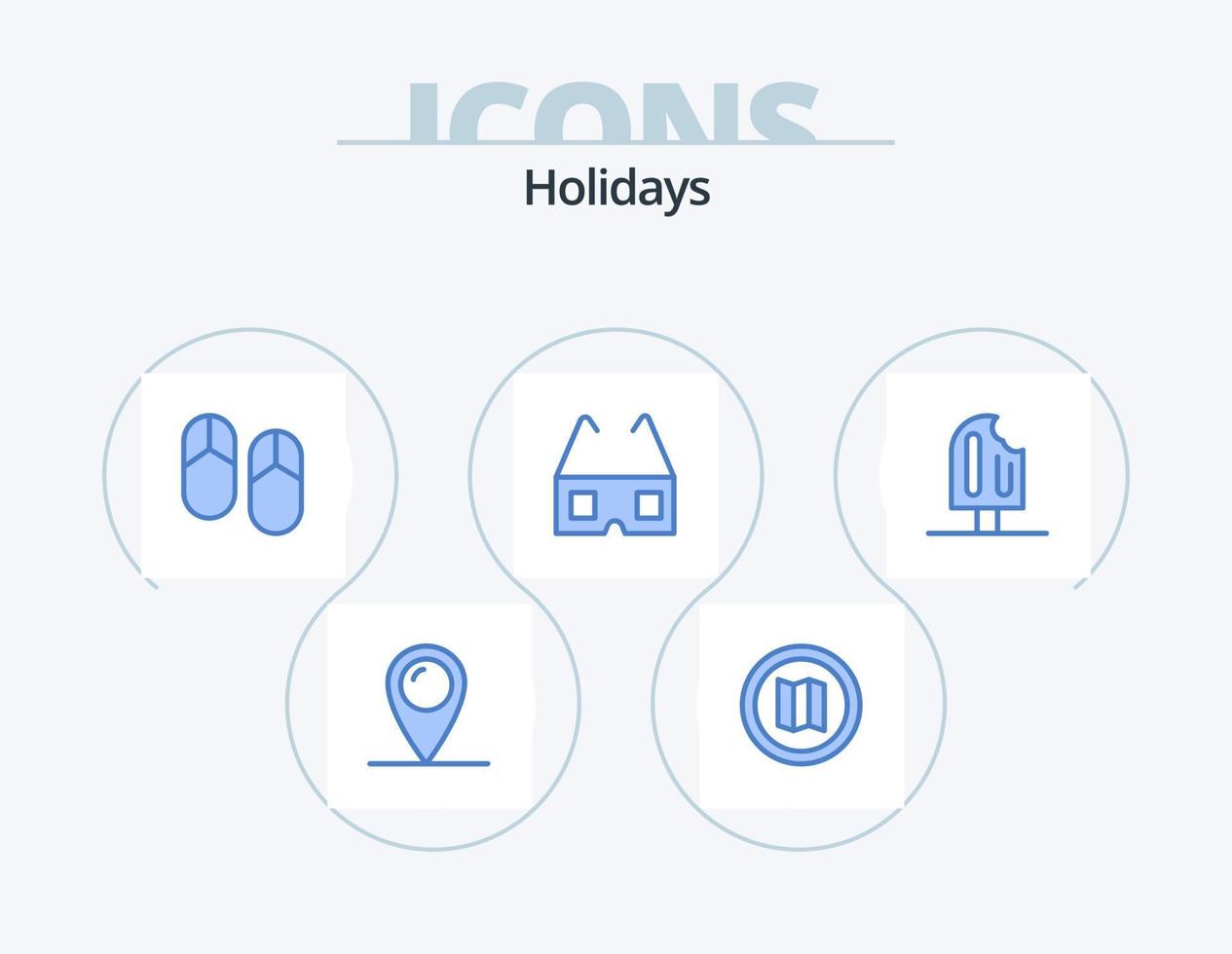 vacanze blu icona imballare 5 icona design. Ghiaccio. freddo. vacanza. spiaggia. bicchieri vettore