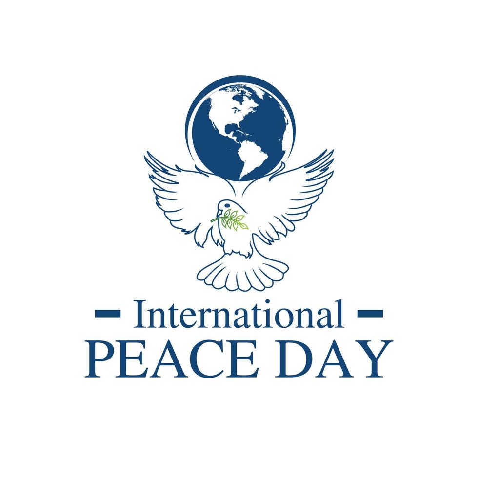 illustrazione della cartolina d'auguri della giornata mondiale della pace, persone diverse si raggruppano per una celebrazione speciale delle vacanze. concetto di aiuto sociale internazionale. vettore eps10.
