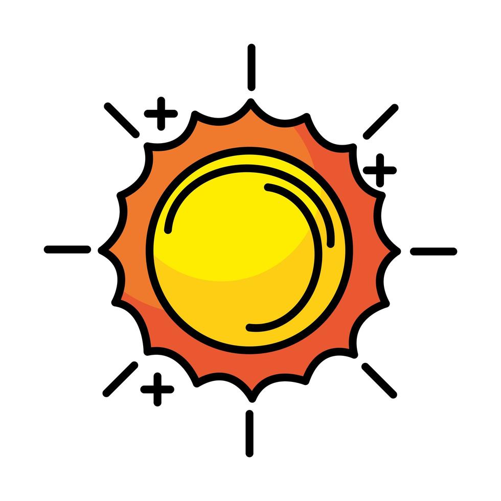 linea del sole e icona di stile di riempimento vettore