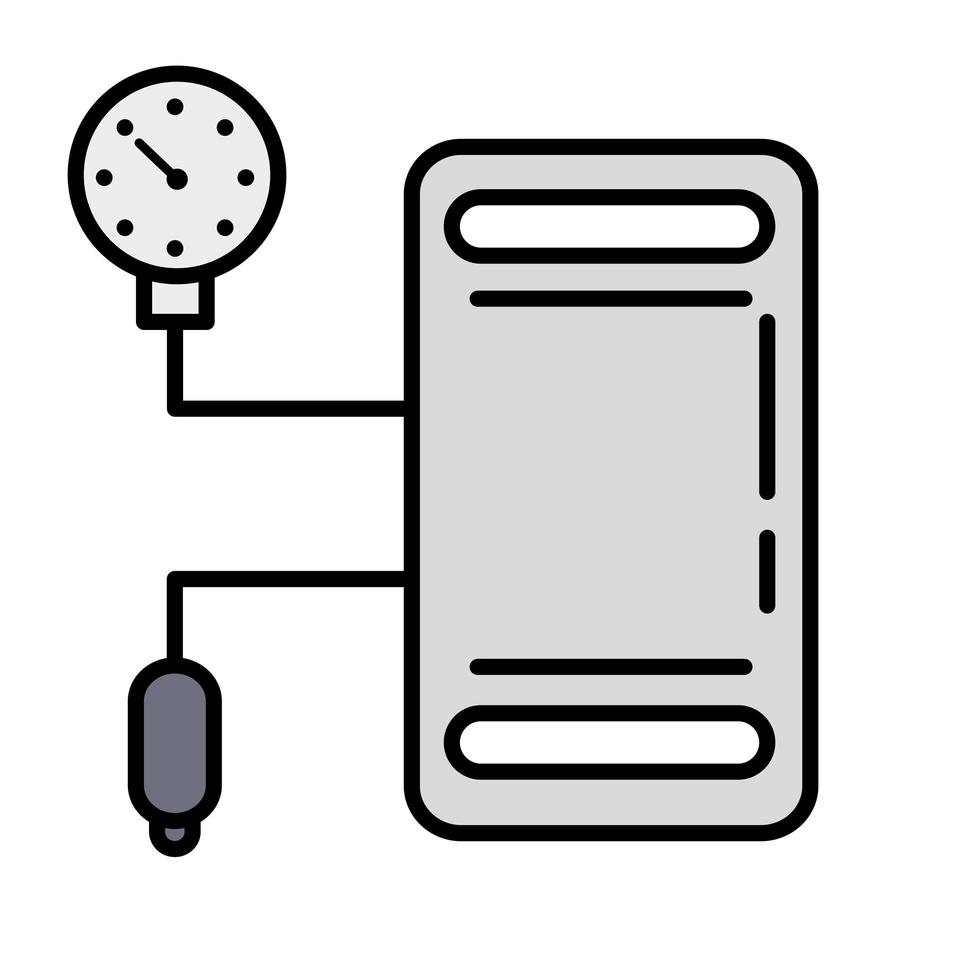 linea del monitor analogico della pressione sanguigna e icona dello stile di riempimento vettore