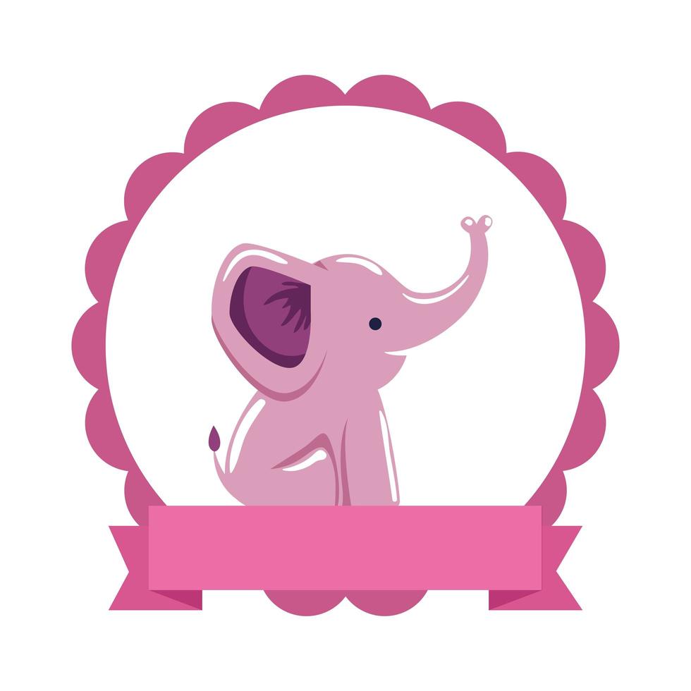 pizzo con simpatico personaggio rosa elefantino vettore