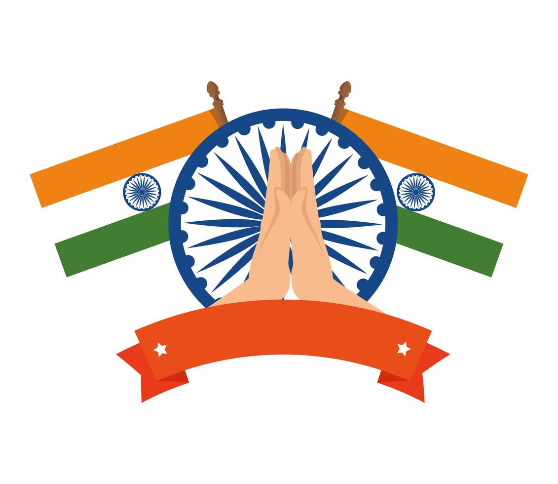 ashoka chakra con bandiere emblema indiano vettore
