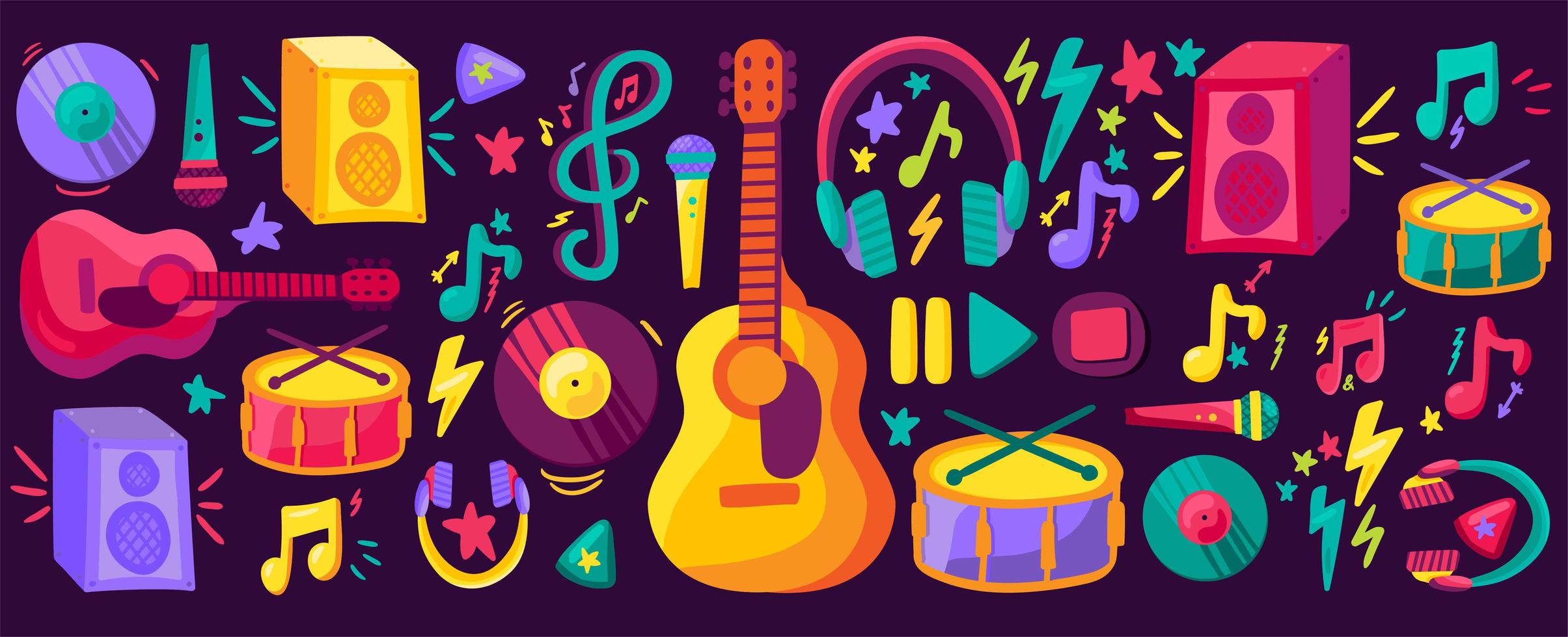 set di clipart piatto di strumenti musicali vettore