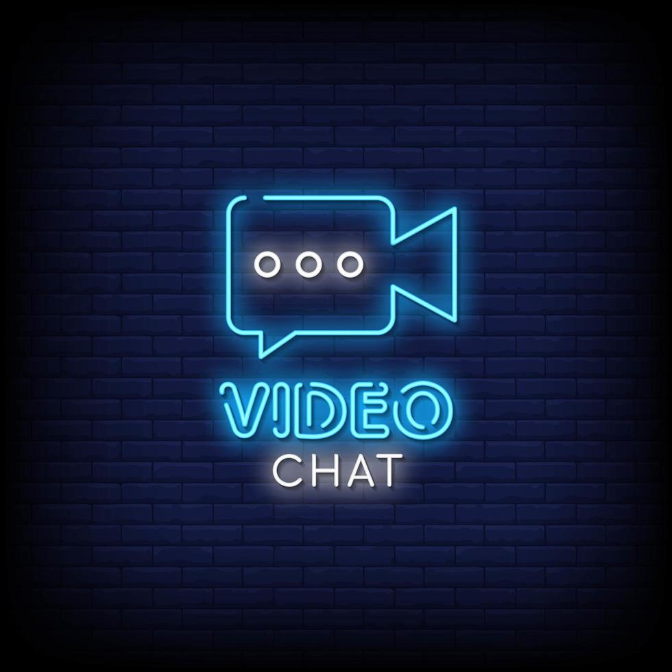 video chat insegne al neon stile testo vettoriale