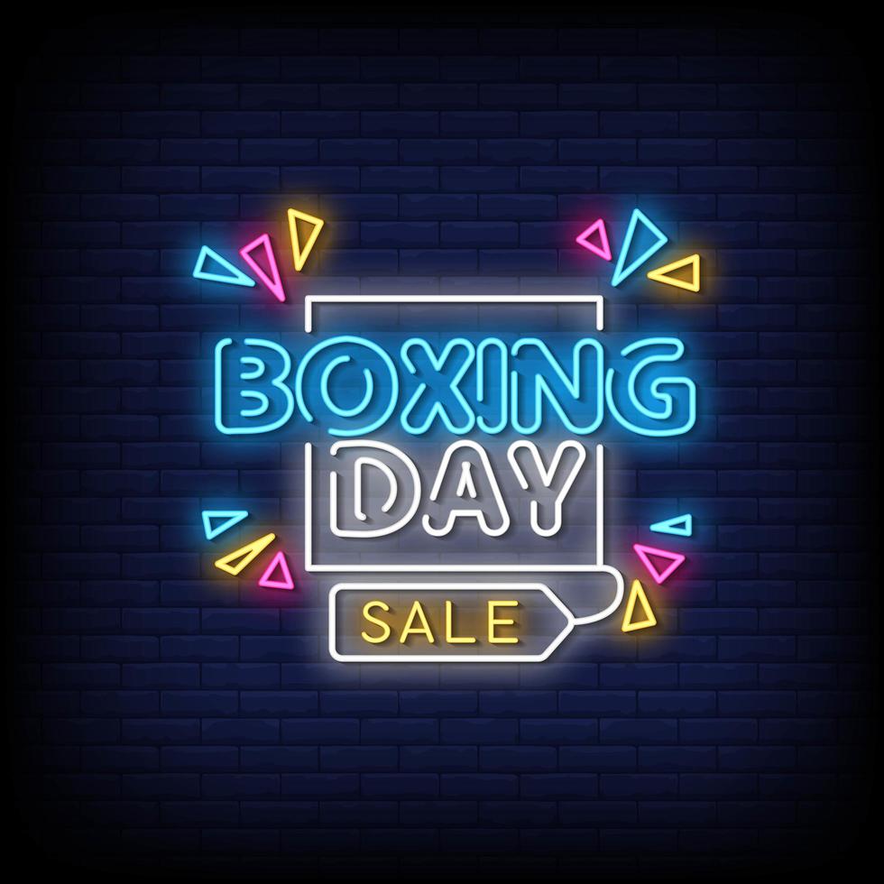 vettore del testo di stile delle insegne al neon di vendita di boxing day