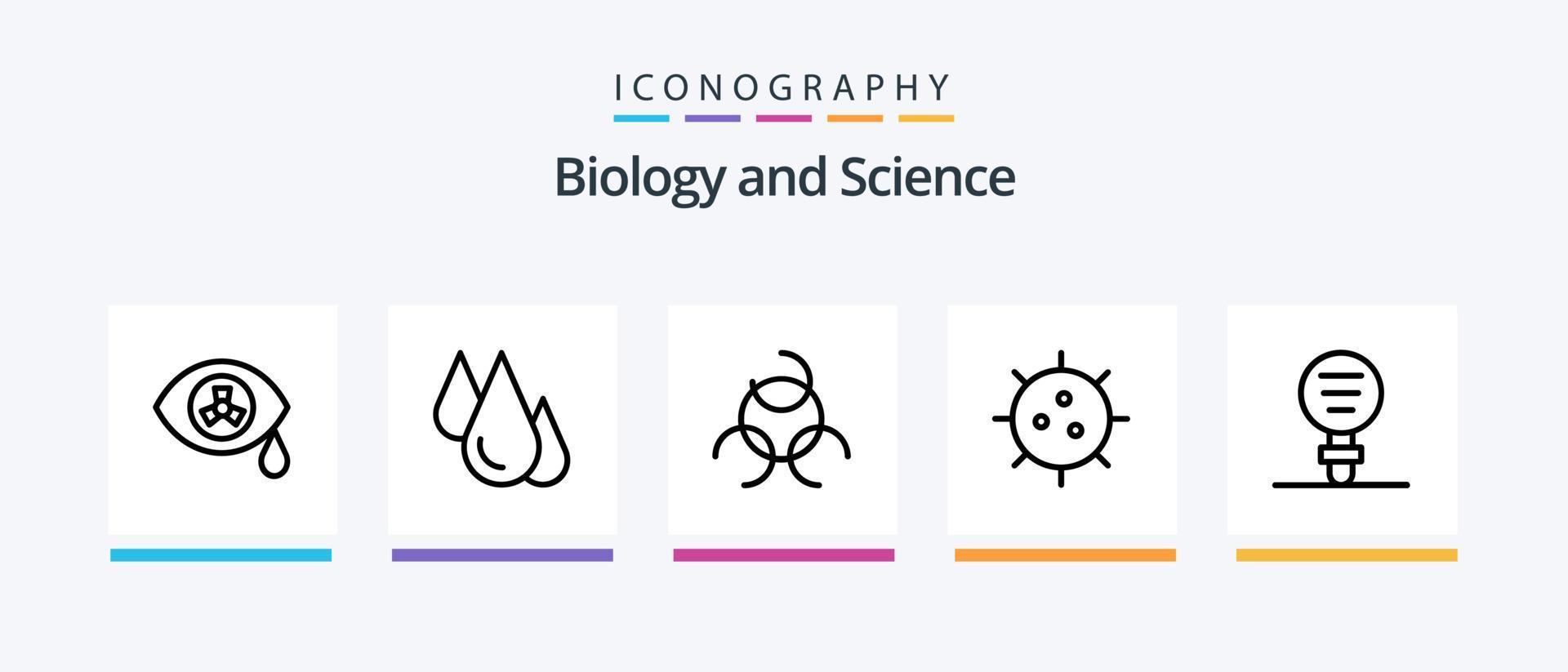 biologia linea 5 icona imballare Compreso scienza. laboratorio. molecola. biologia. globale. creativo icone design vettore