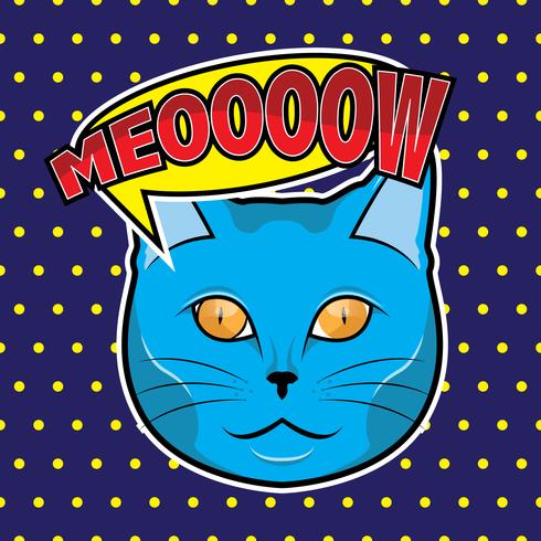 Illustrazione di Pop art di faccia del gatto vettore