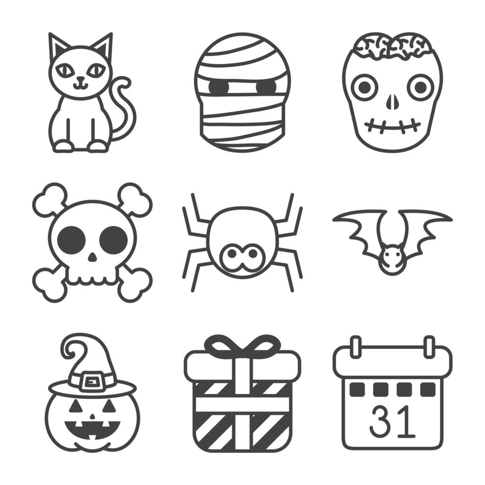set di icone di halloween vettore