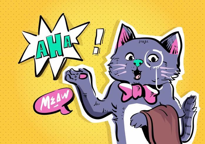 Pop art di vettore di carattere comico del gatto