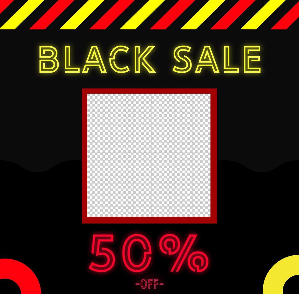 modello di banner di vendita venerdì nero con stile neon vettore