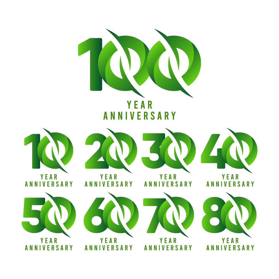 Illustrazione di progettazione del modello di vettore di celebrazione verde di anniversario di 100 anni