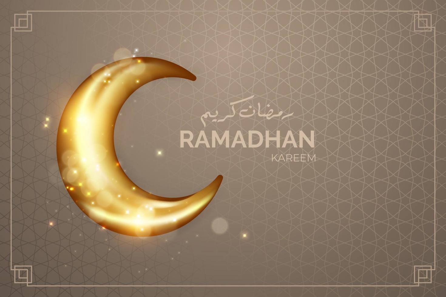 sfondo realistico di ramadhan con la luna vettore