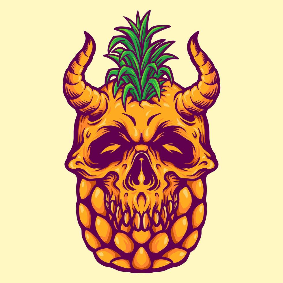 illustrazione di estate del cranio di ananas vettore