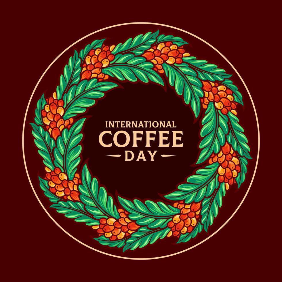 illustrazione della giornata internazionale del caffè di mandala vettore