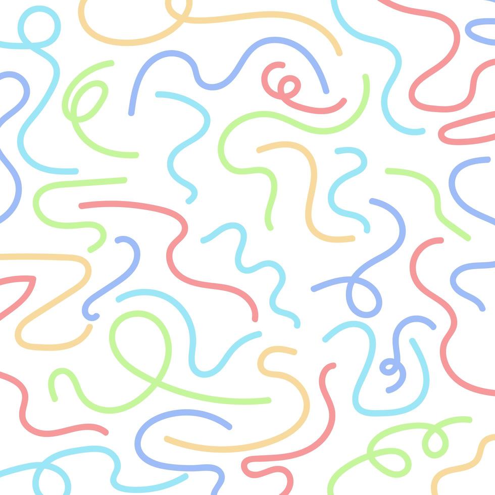 linee ondulate disegnate a mano astratte colorate isolati su sfondo bianco. vettore