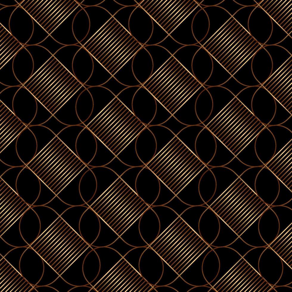 elegante motivo geometrico linea oro su sfondo nero in stile art deco. vettore