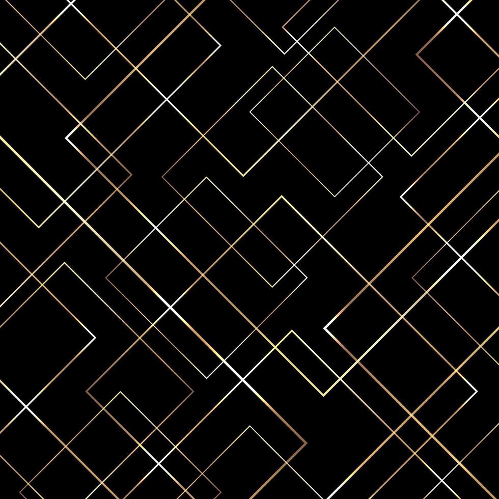 motivo geometrico astratto linee oro su sfondo nero. vettore