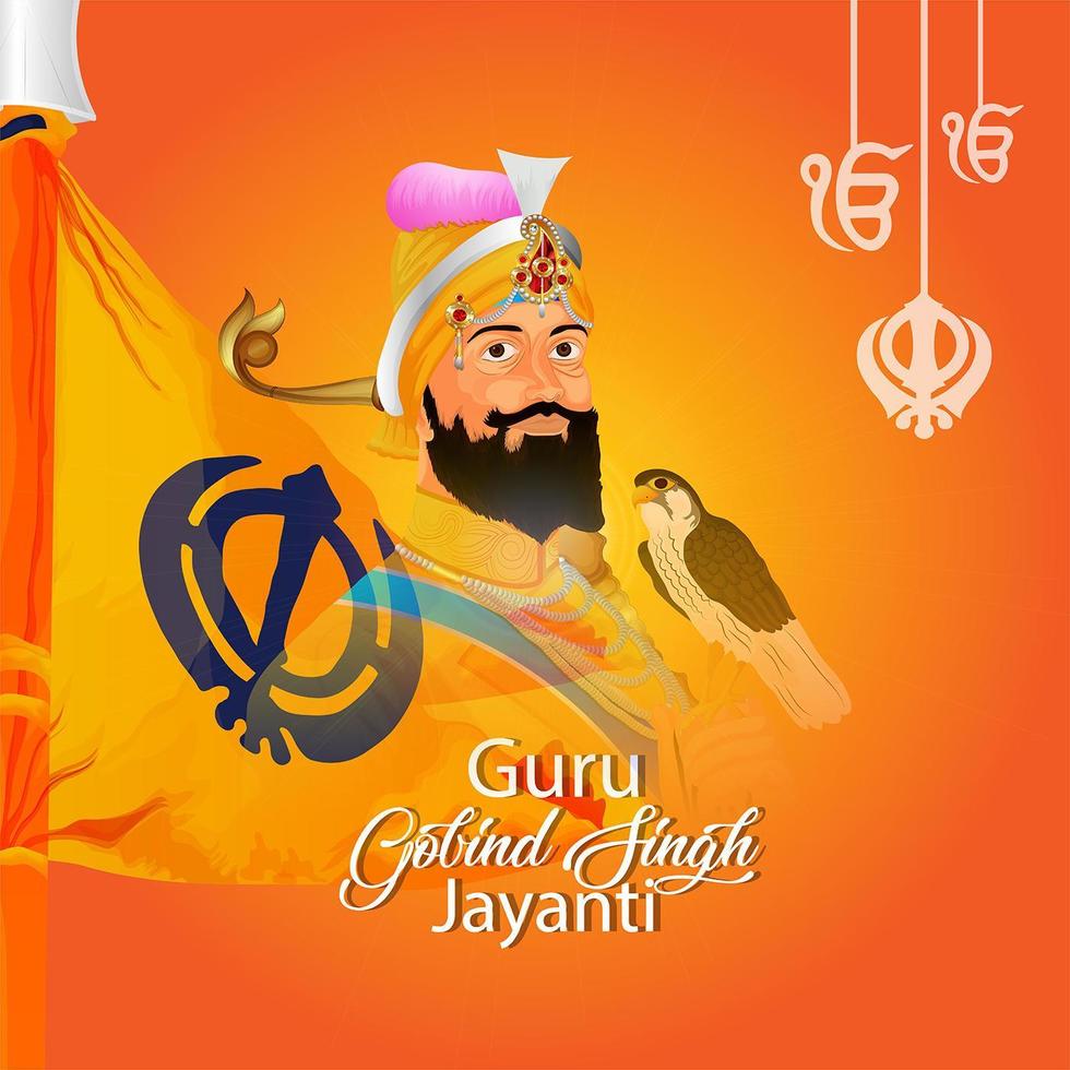 felice guru gobind singh jayanti celebrazione vettore