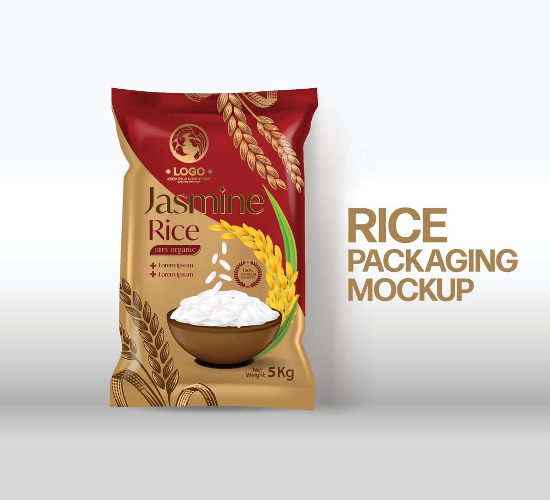 riso pacchetto mockup thailandia prodotti alimentari, illustrazione vettoriale