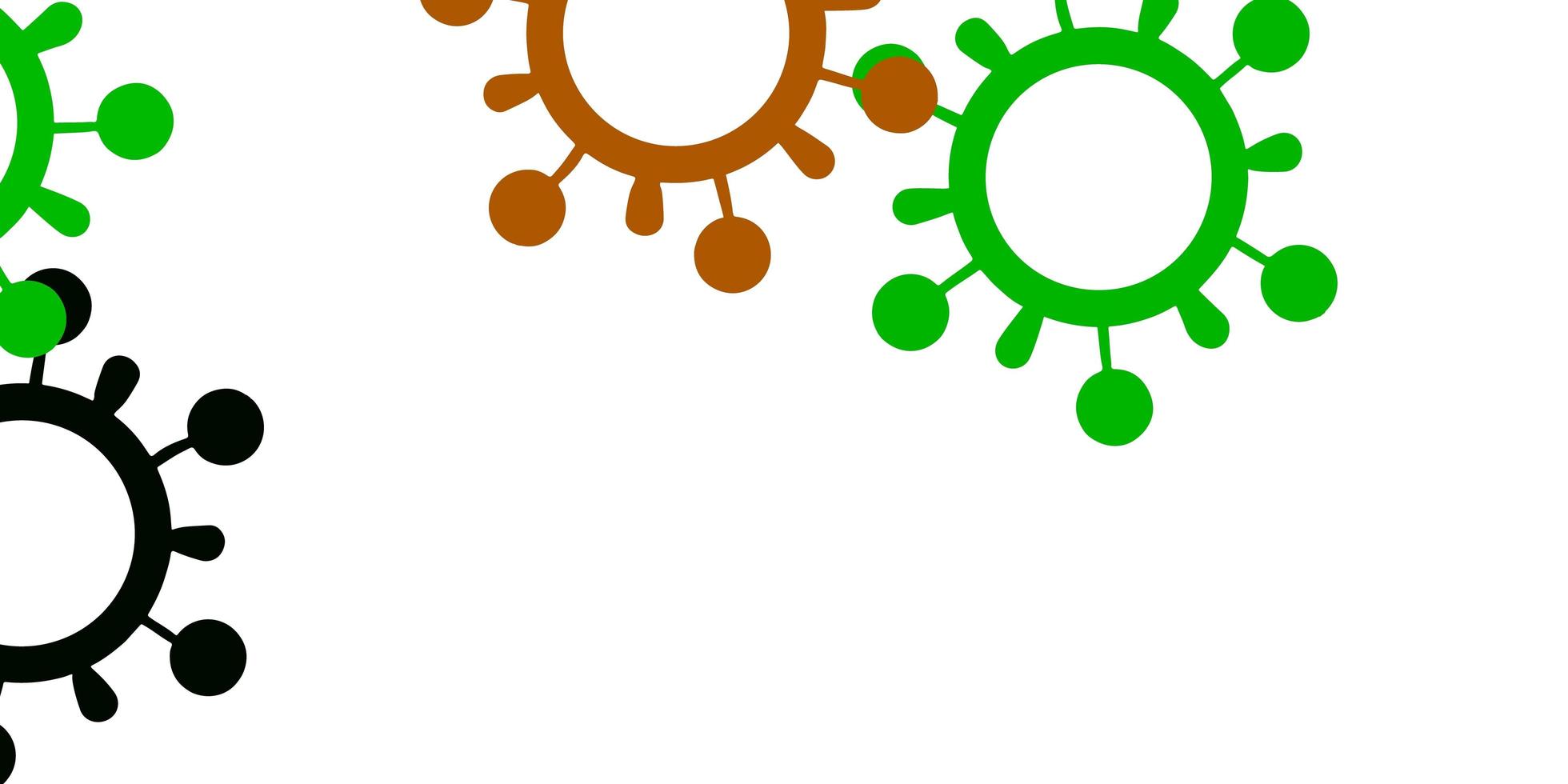 sfondo vettoriale verde chiaro, rosso con simboli di virus.