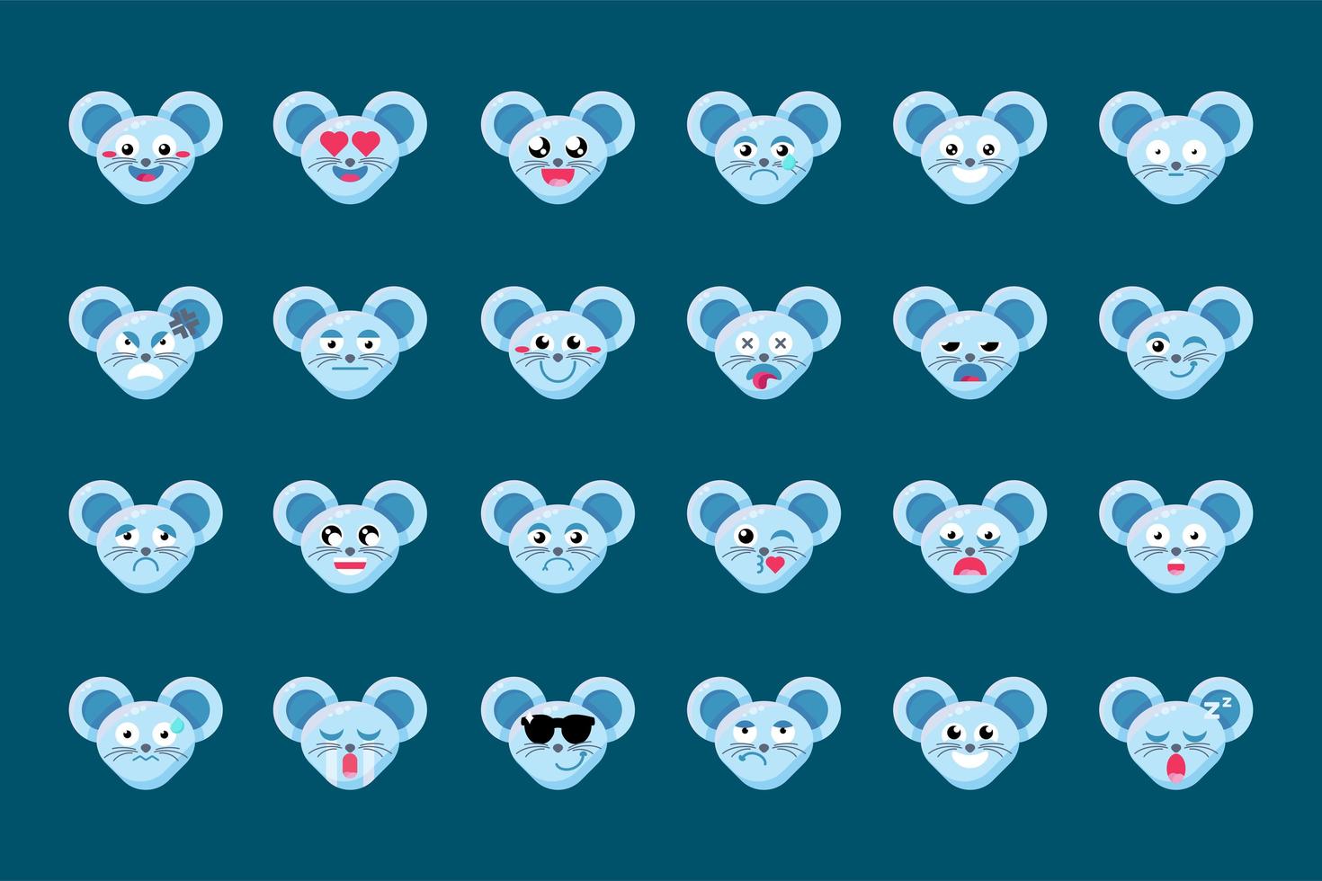 emoji divertente simpatico topo animale sorriso emozioni impostato vettore