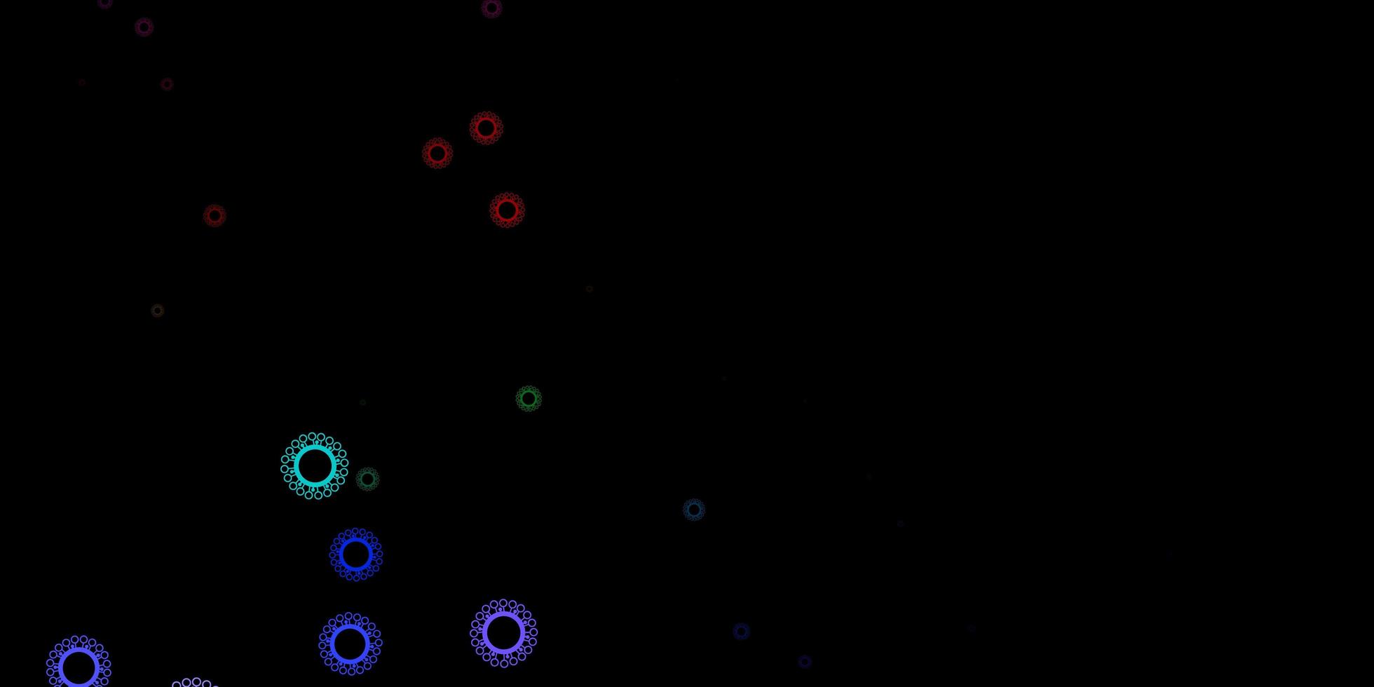 modello vettoriale multicolore scuro con elementi di coronavirus.