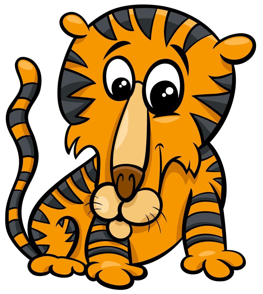illustrazione divertente del fumetto del carattere animale della tigre vettore