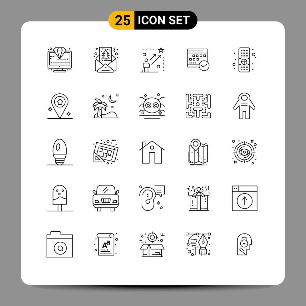 mobile interfaccia linea impostato di 25 pittogrammi di calendario approvato forme programma freccia modificabile vettore design elementi