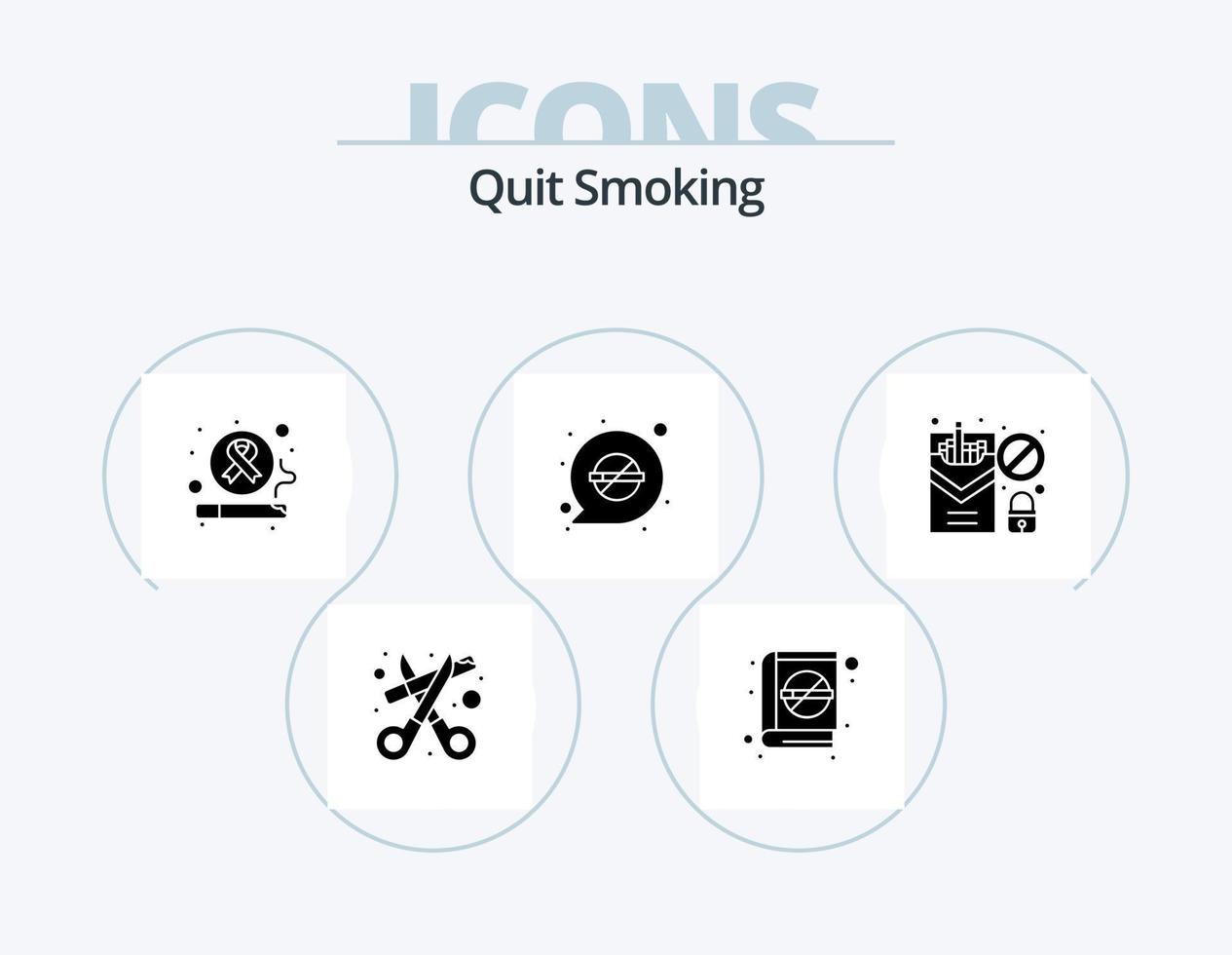 smettere fumo glifo icona imballare 5 icona design. sigaretta. uscire. cancro. stile di vita. malsano vettore