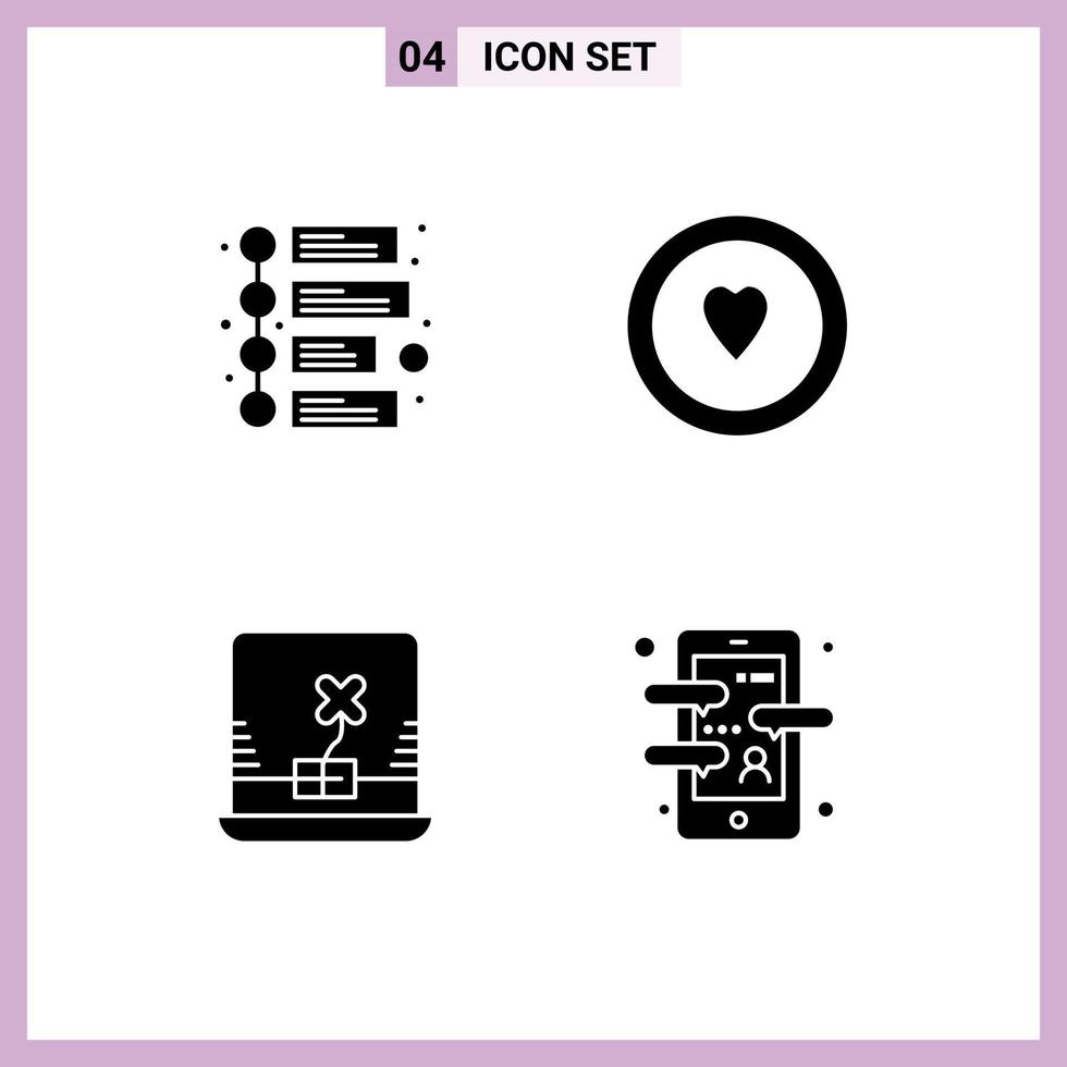 4 creativo icone moderno segni e simboli di annuncio pubblicitario App amore il computer portatile corso modificabile vettore design elementi