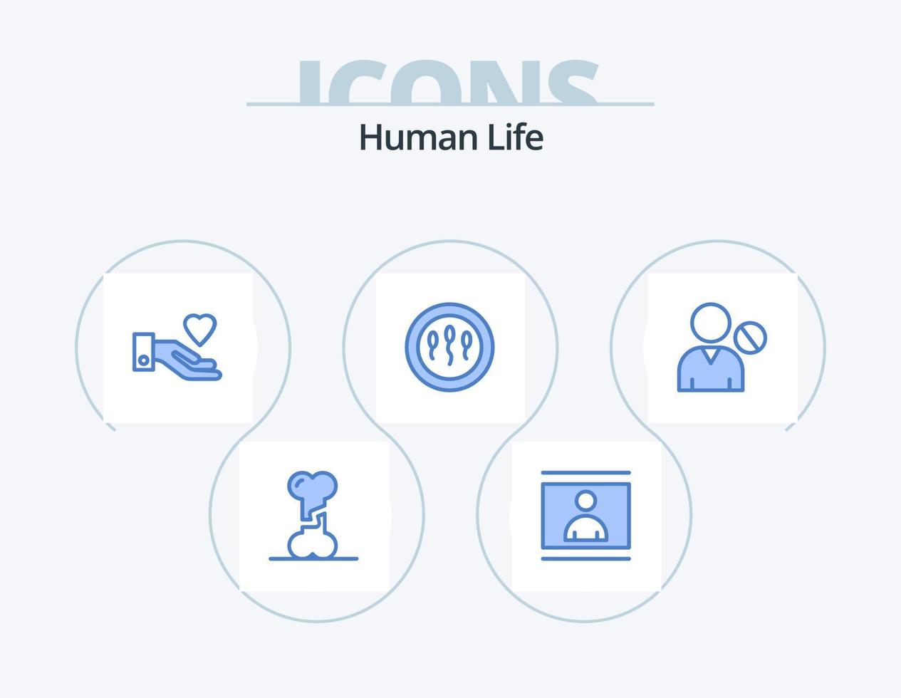 umano blu icona imballare 5 icona design. umano. sperma. immagine. medicinale. cellule vettore