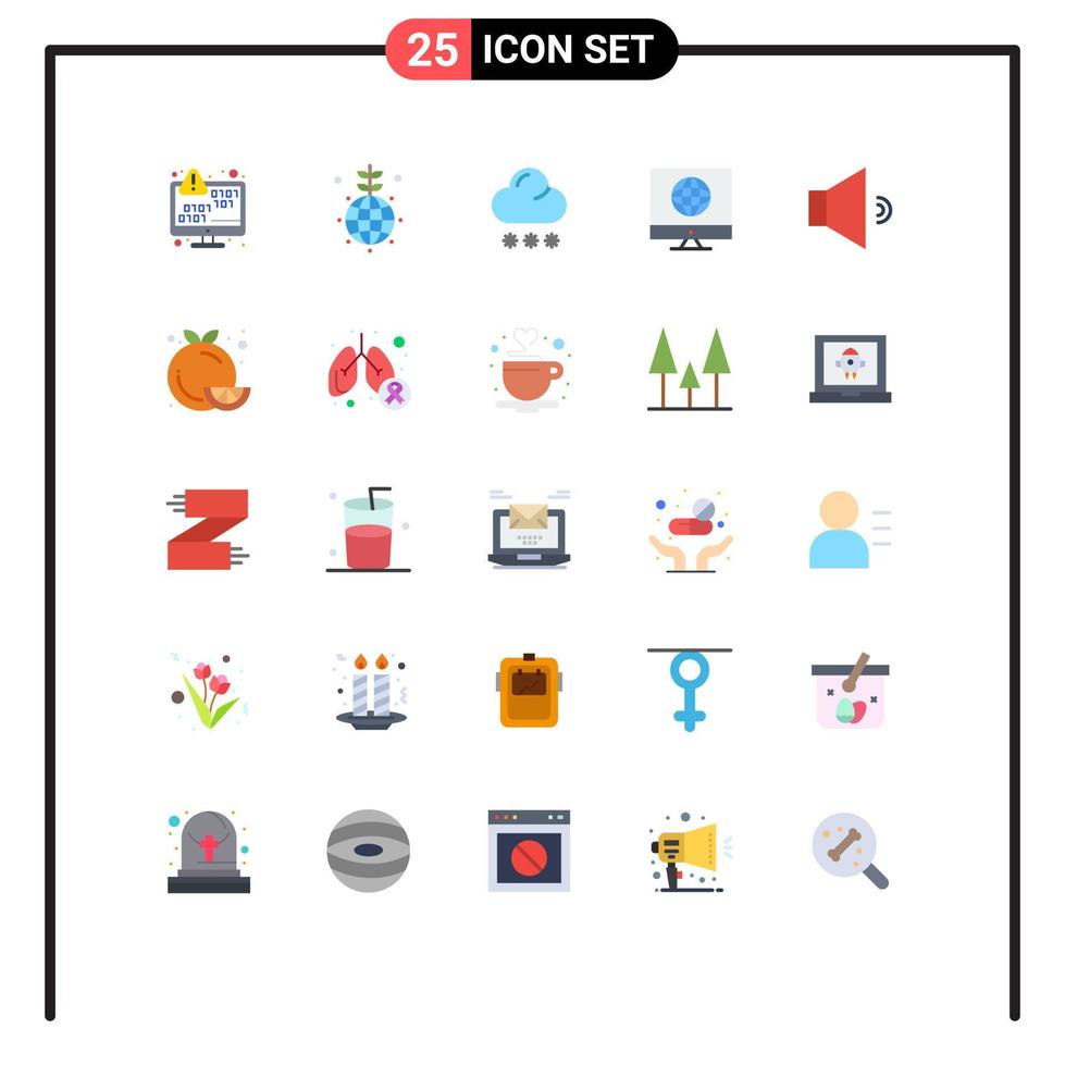 25 universale piatto colori impostato per ragnatela e mobile applicazioni suono notizia verde media tempo metereologico modificabile vettore design elementi