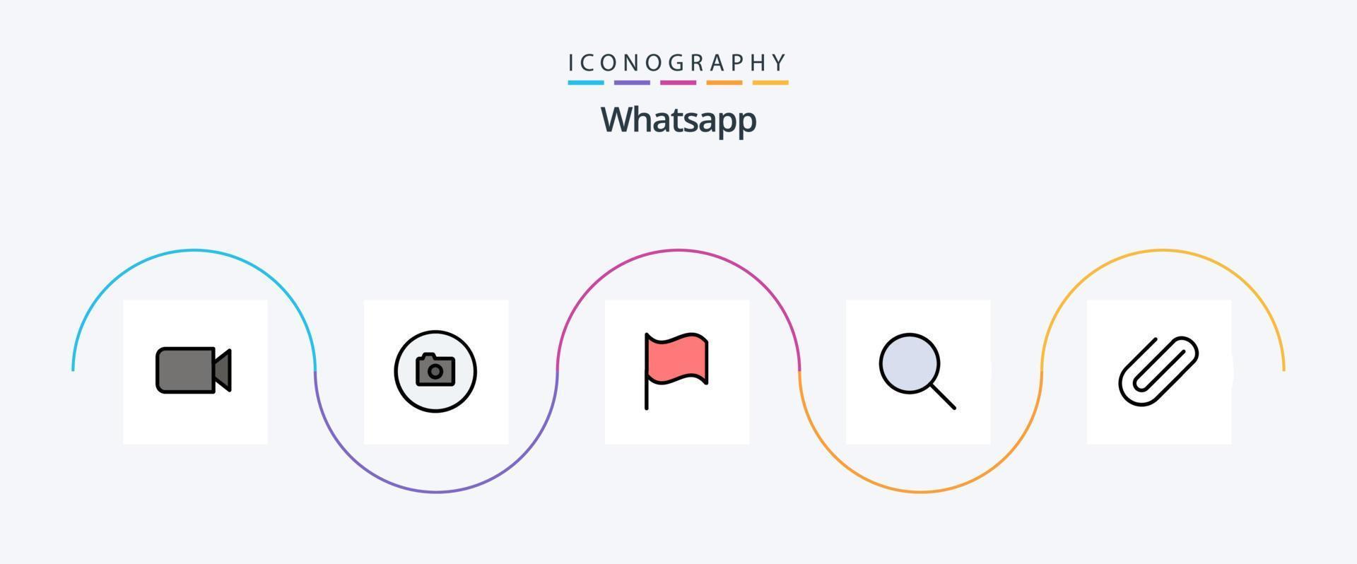 WhatsApp linea pieno piatto 5 icona imballare Compreso . ricerca. Inserisci. allegare vettore