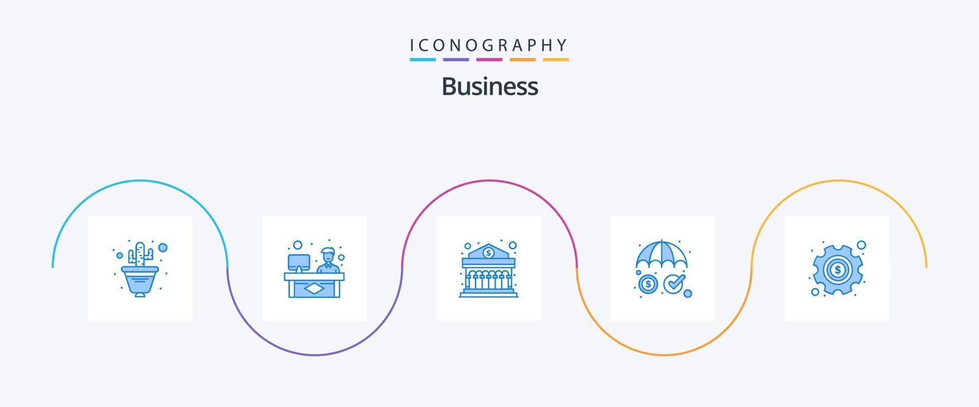 attività commerciale blu 5 icona imballare Compreso i soldi. protezione. banca. sicurezza. assicurazione vettore