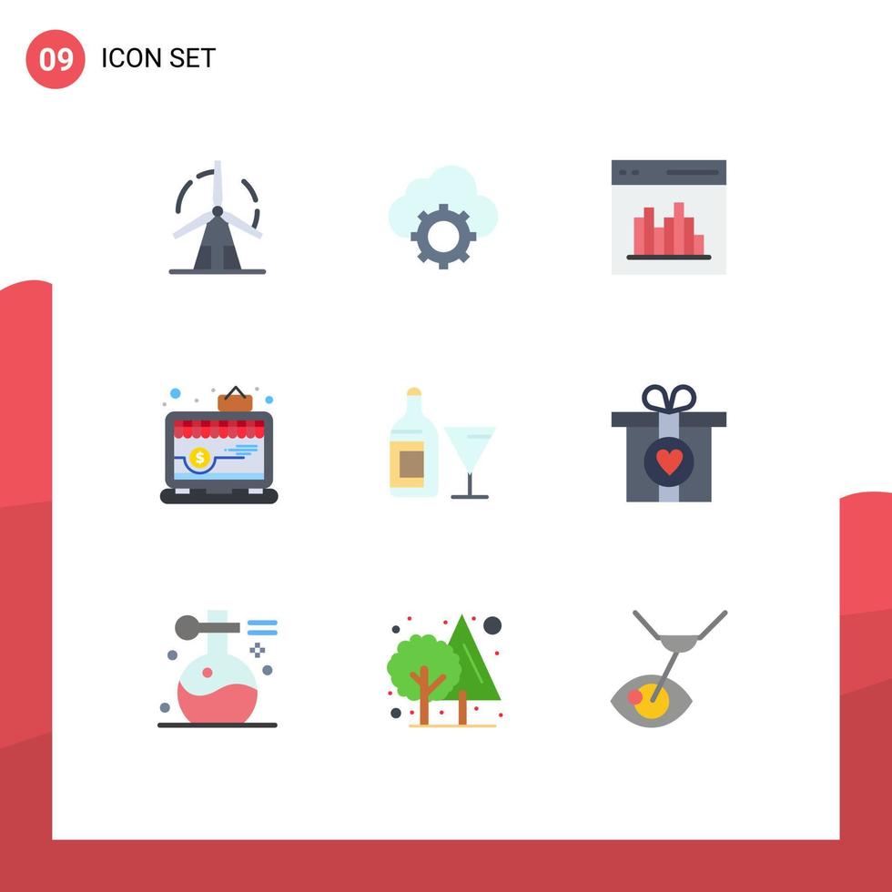 utente interfaccia imballare di 9 di base piatto colori di negozio App nube utente comunicazione modificabile vettore design elementi