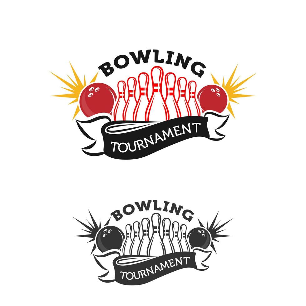 vettore Vintage ▾ monocromatico stile bowling logo, icona, simbolo. bowling palla e bowling perni illustrazione. di moda design elementi, isolato su bianca sfondo.