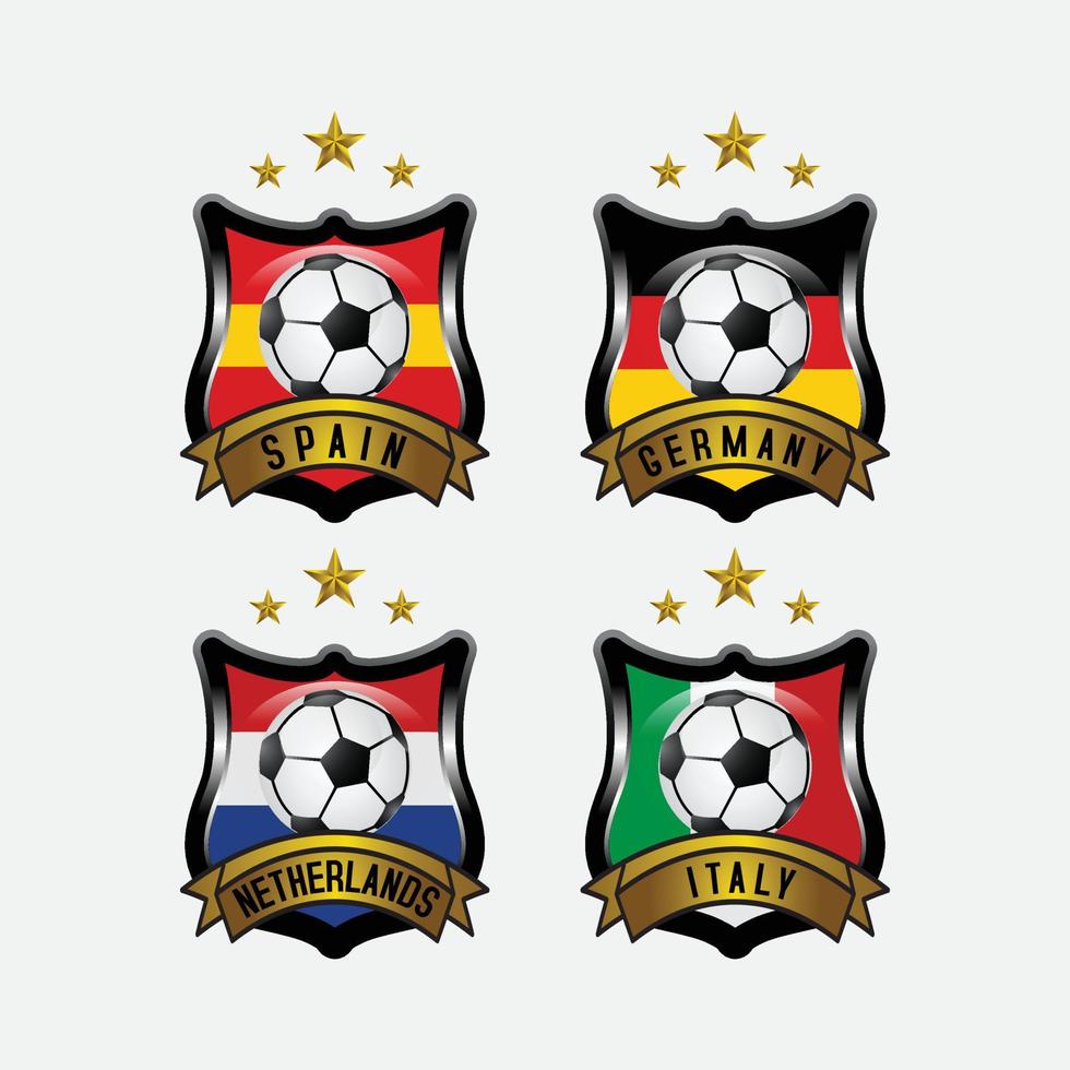 calcio icone con scudo - calcio etichetta con campione testo vettore