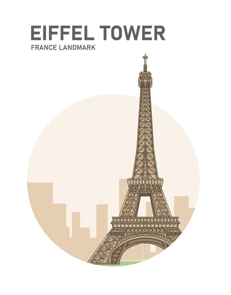 fumetto minimalista del punto di riferimento della torre eiffel della francia vettore